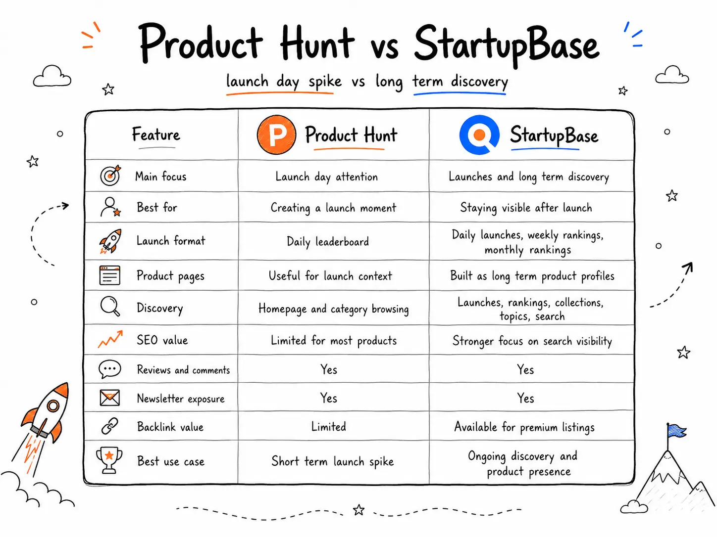 Product Hunt vs StartupBase