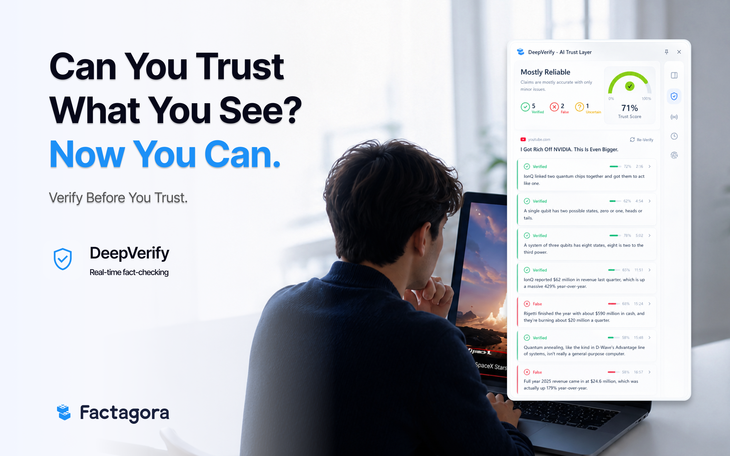 DeepVerify - AI Fact Checker for YouTube — Verify claims in real time while browsing the web